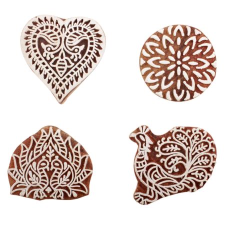 Set of 4 Piece New Mix Wooden Printing Block